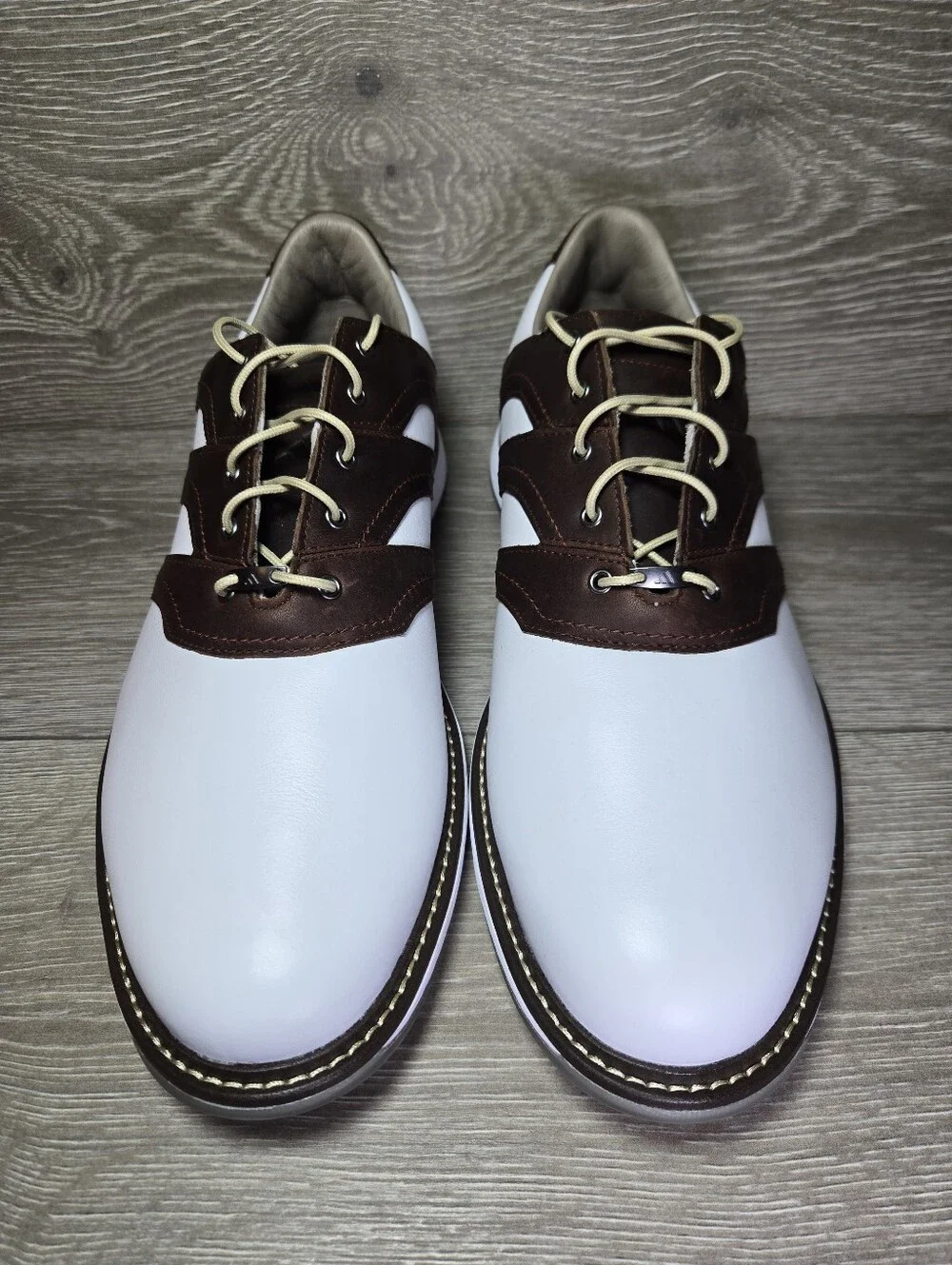 Adidas MC Z-Traxion Spikless Golf Shoes White / Brown Men's Size 12 Brand New